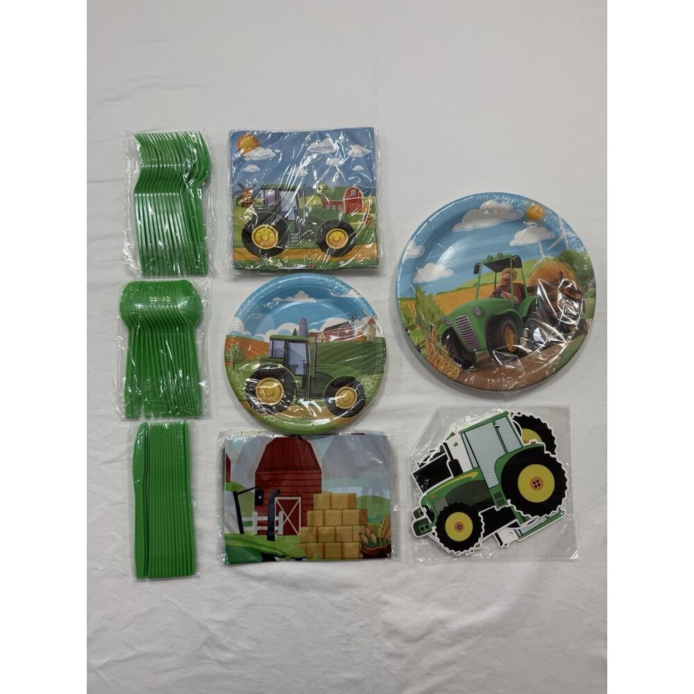 100 PieceTractor Birthday Party Supplies,Tractor Theme Birthday Decoration‎ Set